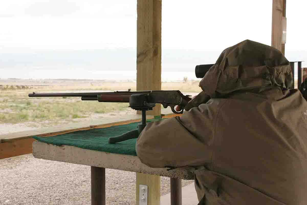 The final range test took place on a windy spring day. Luckily, the wind blew directly from the bench to the target.